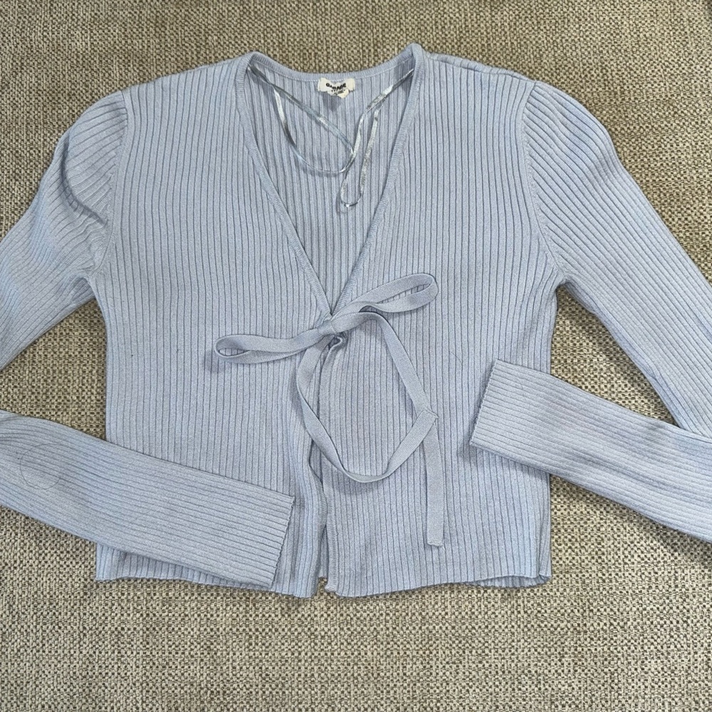 Garage Sky Blue Ribbed Cardigan
